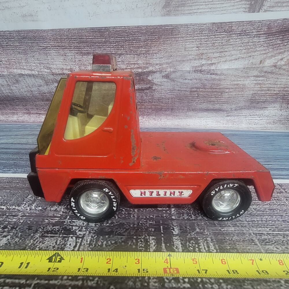 Vintage Nylint pressed steel semi firetruck red/black